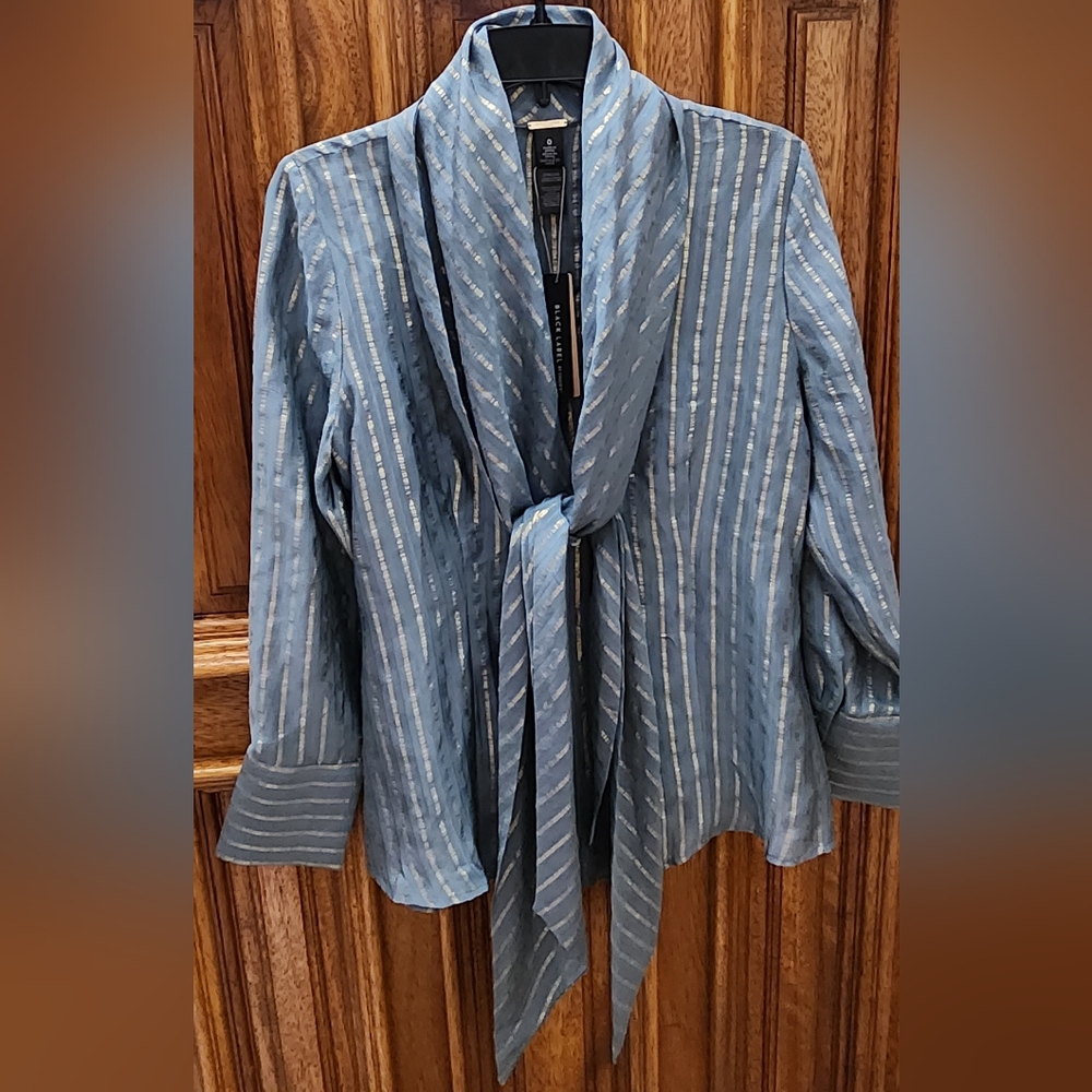 Black Label By Chico's Silk Blend Metallic  Top Size 0 Venus Teal Color